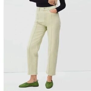Everlane The Way High Jean Green Tea Front Pleat Straight Leg Womens Sz 26